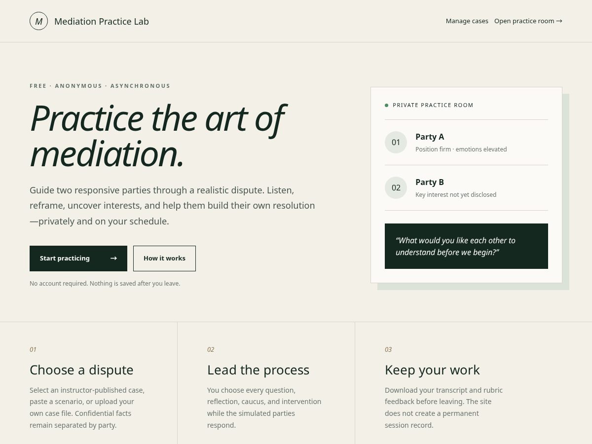Landing-page snapshot of mediationpracticelab.com