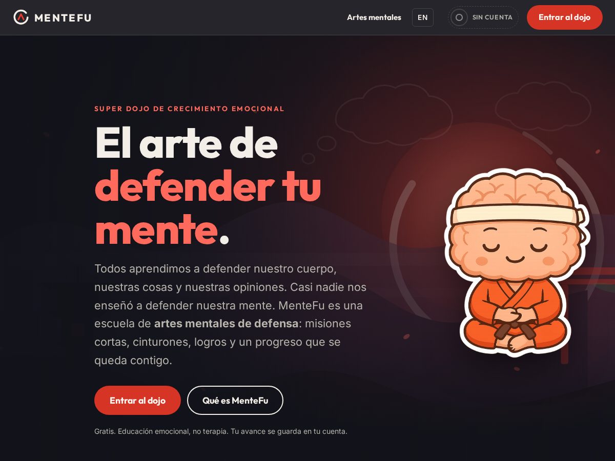 Landing-page snapshot of mentefu.com