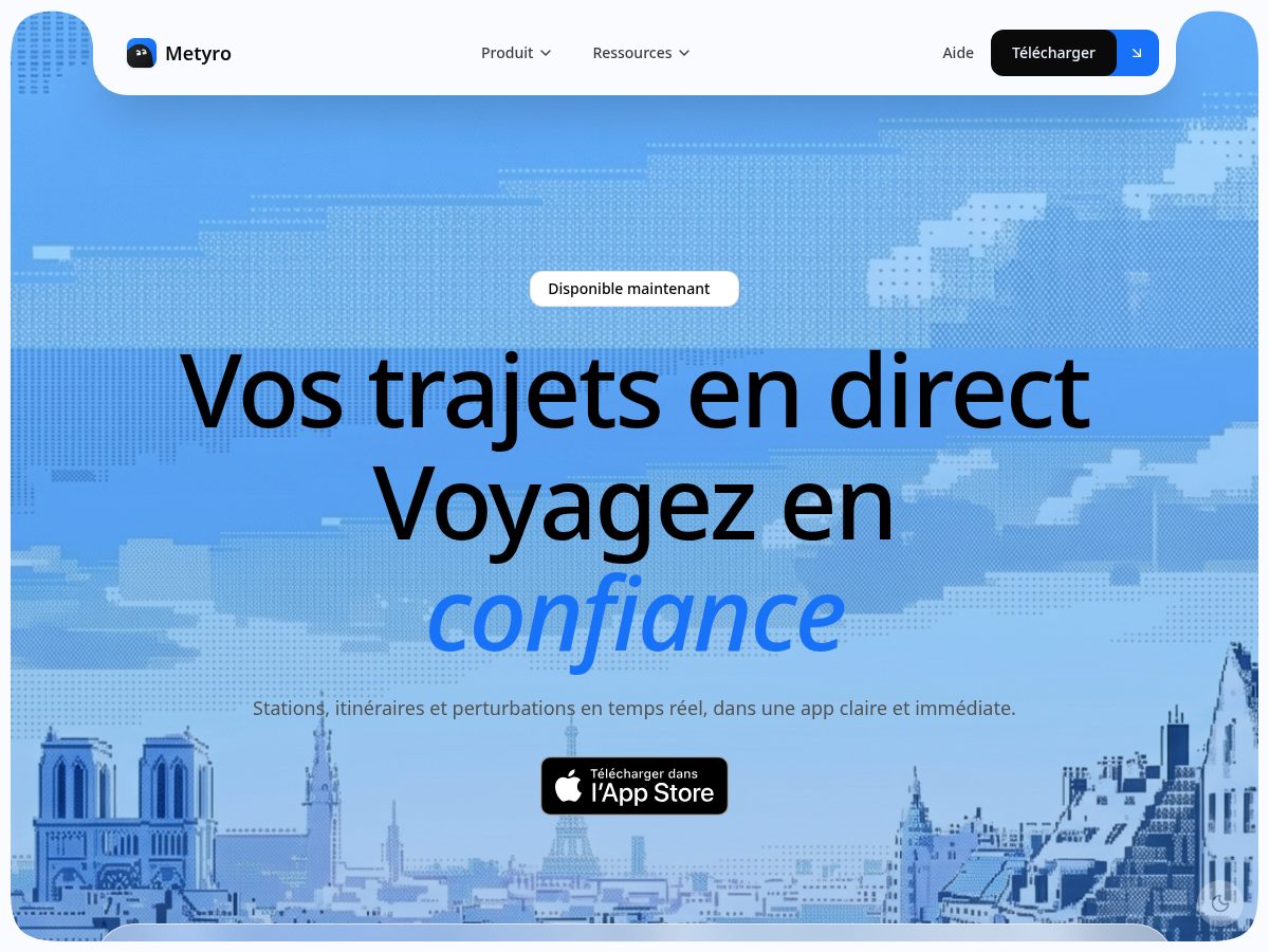 Landing-page snapshot of metyro.app