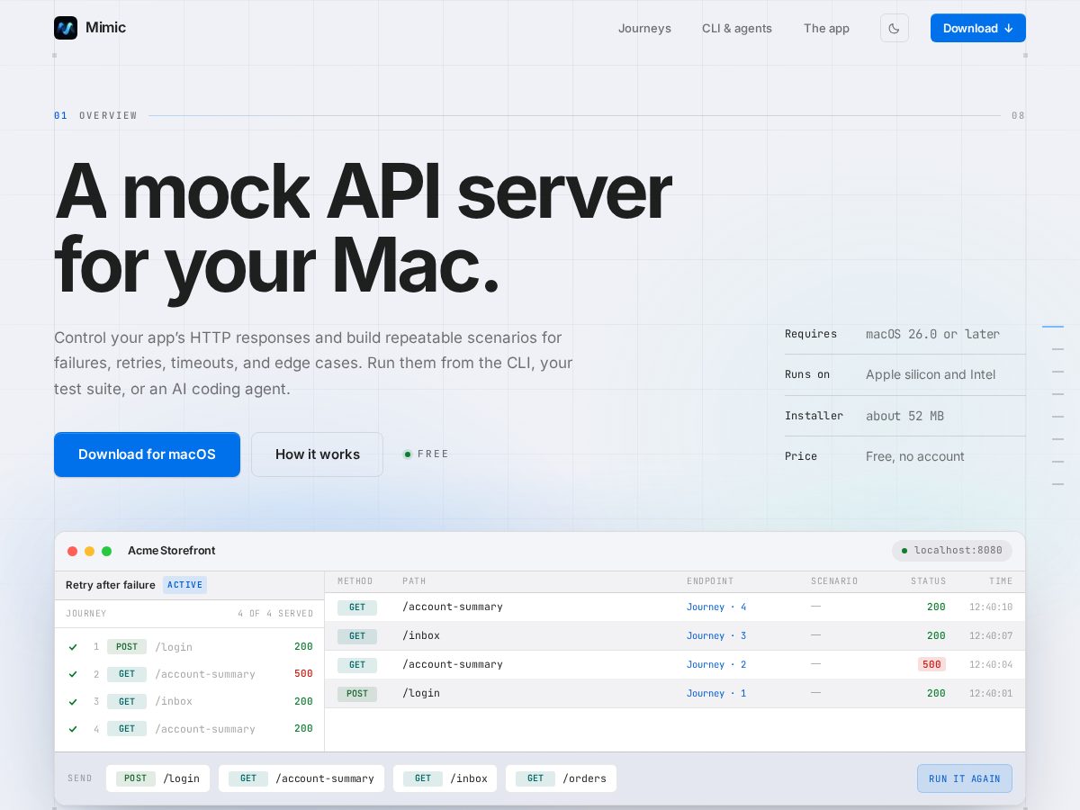 Landing-page snapshot of mimic-mock.app