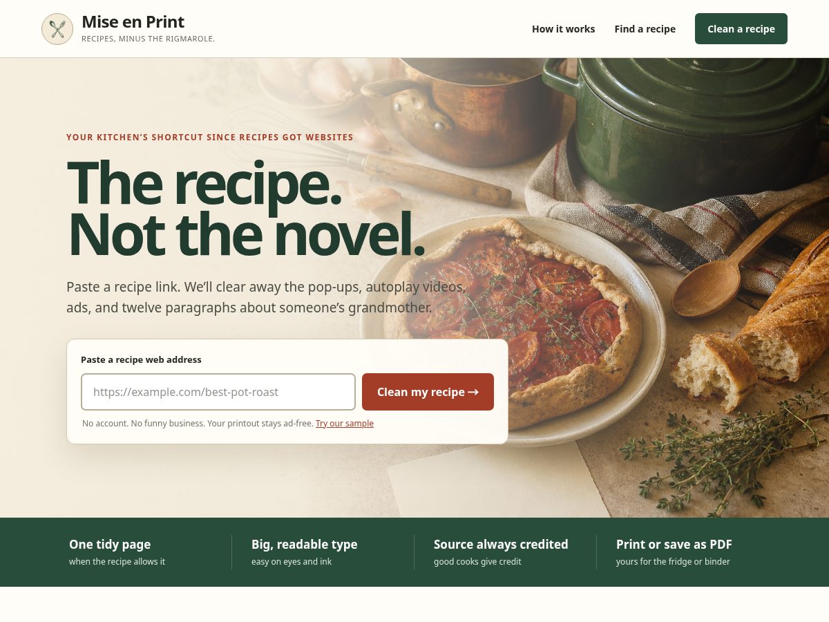 Landing-page snapshot of miseenprint.com
