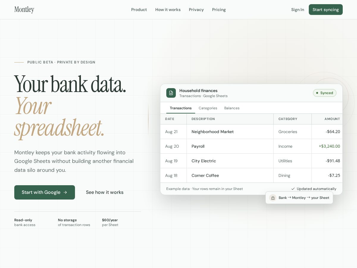Landing-page snapshot of montley.app
