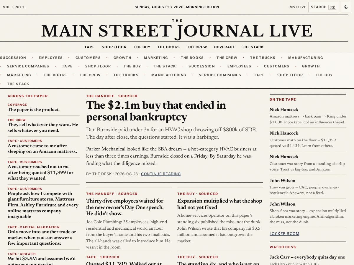 Landing-page snapshot of msj.live