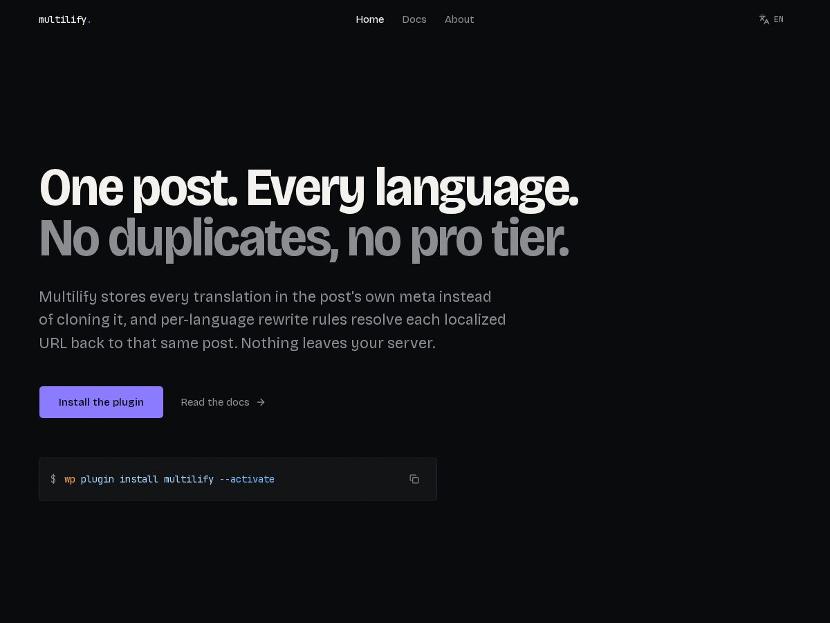 Landing-page snapshot of multilify.com