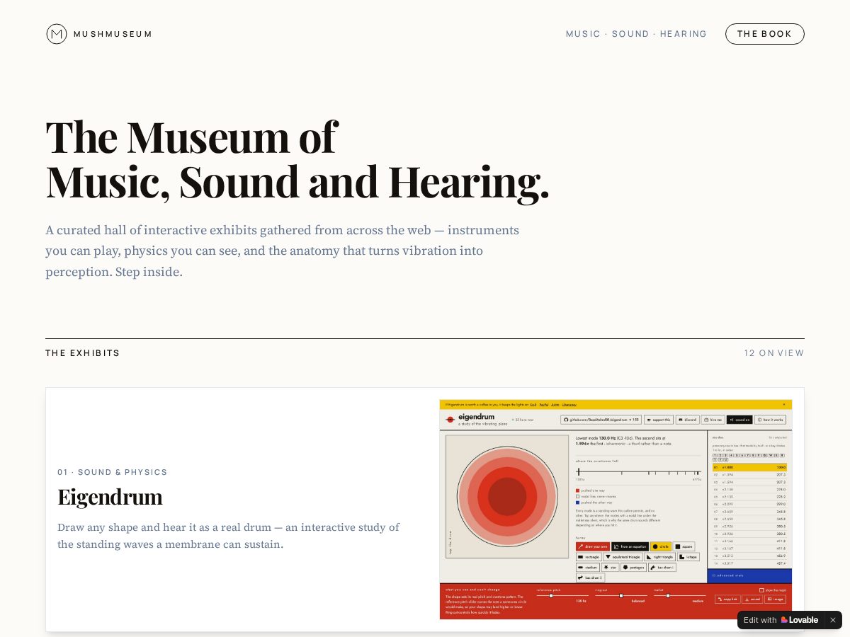 Landing-page snapshot of mushmuseum.com