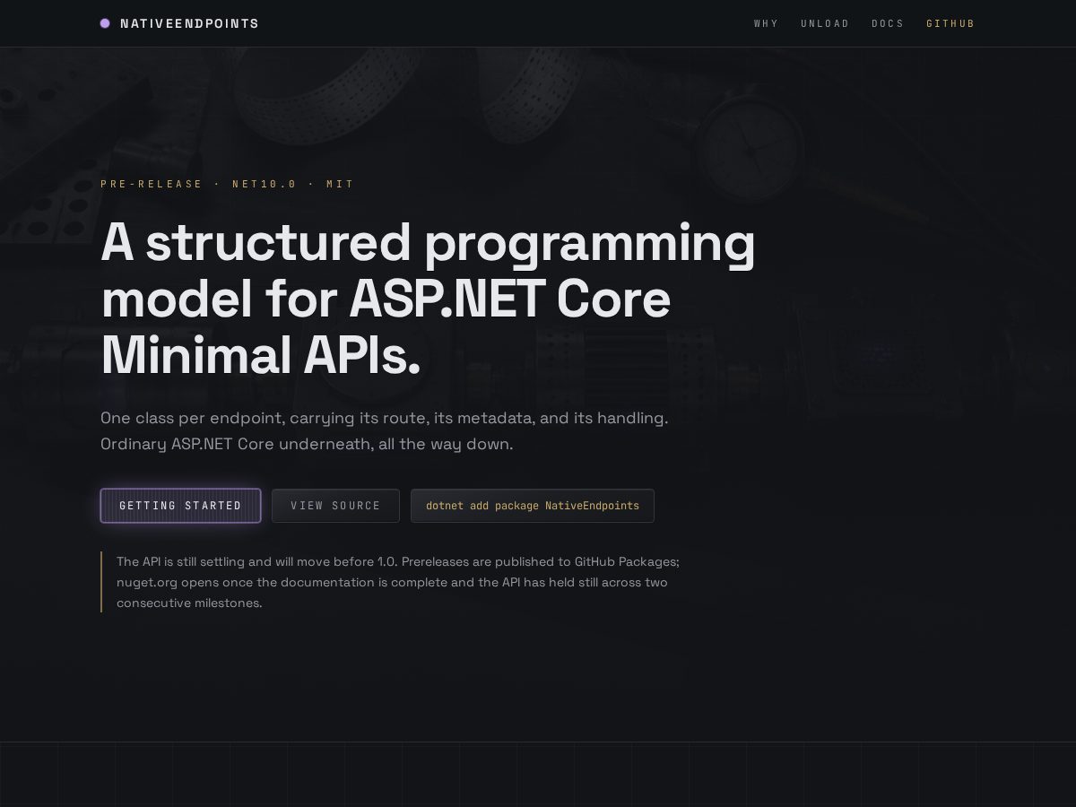 Landing-page snapshot of nativeendpoints.com