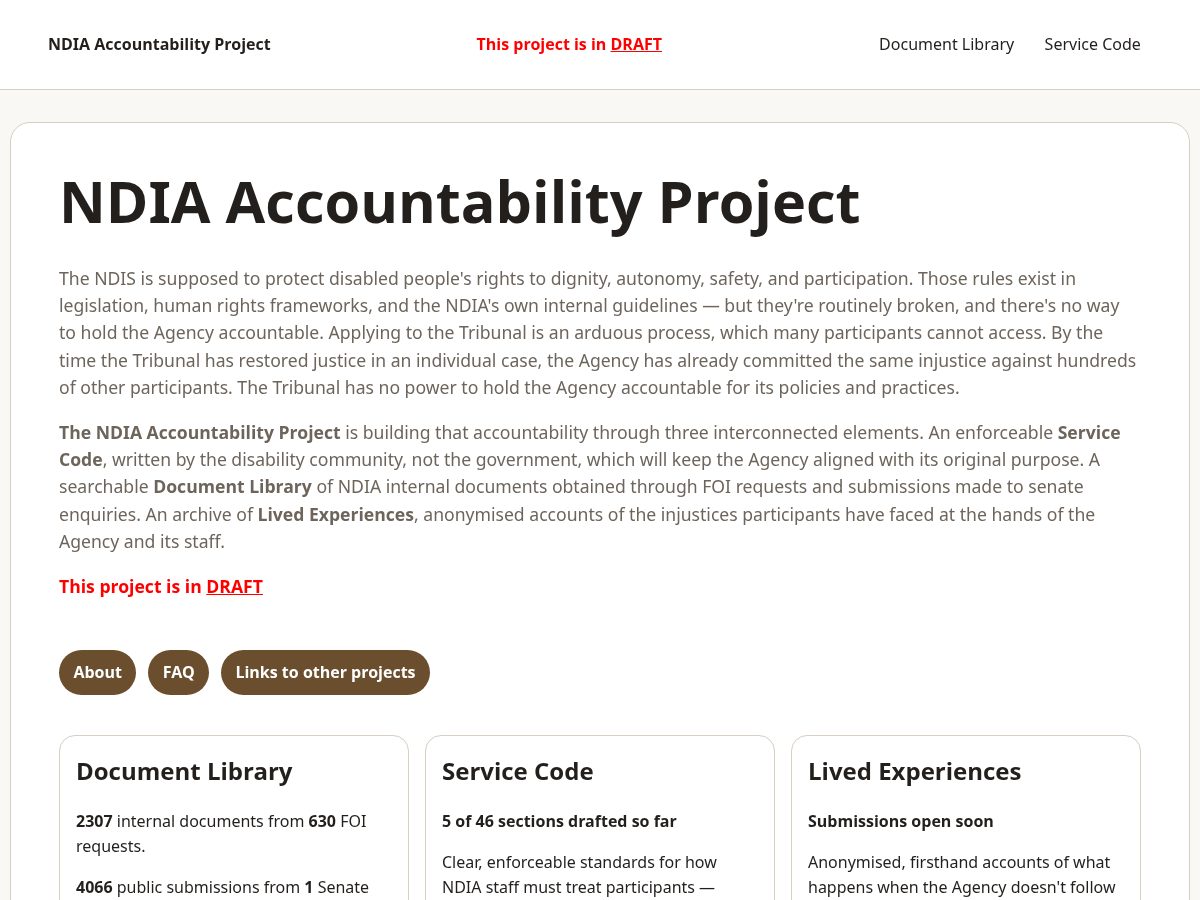Landing-page snapshot of ndiaaccountability.org