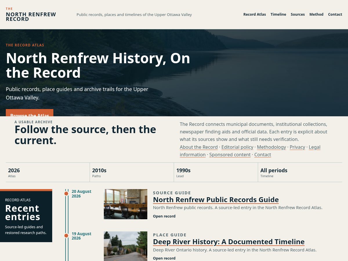 Landing-page snapshot of northrenfrewtimes.com
