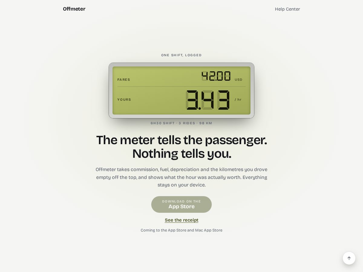 Landing-page snapshot of offmeter.app