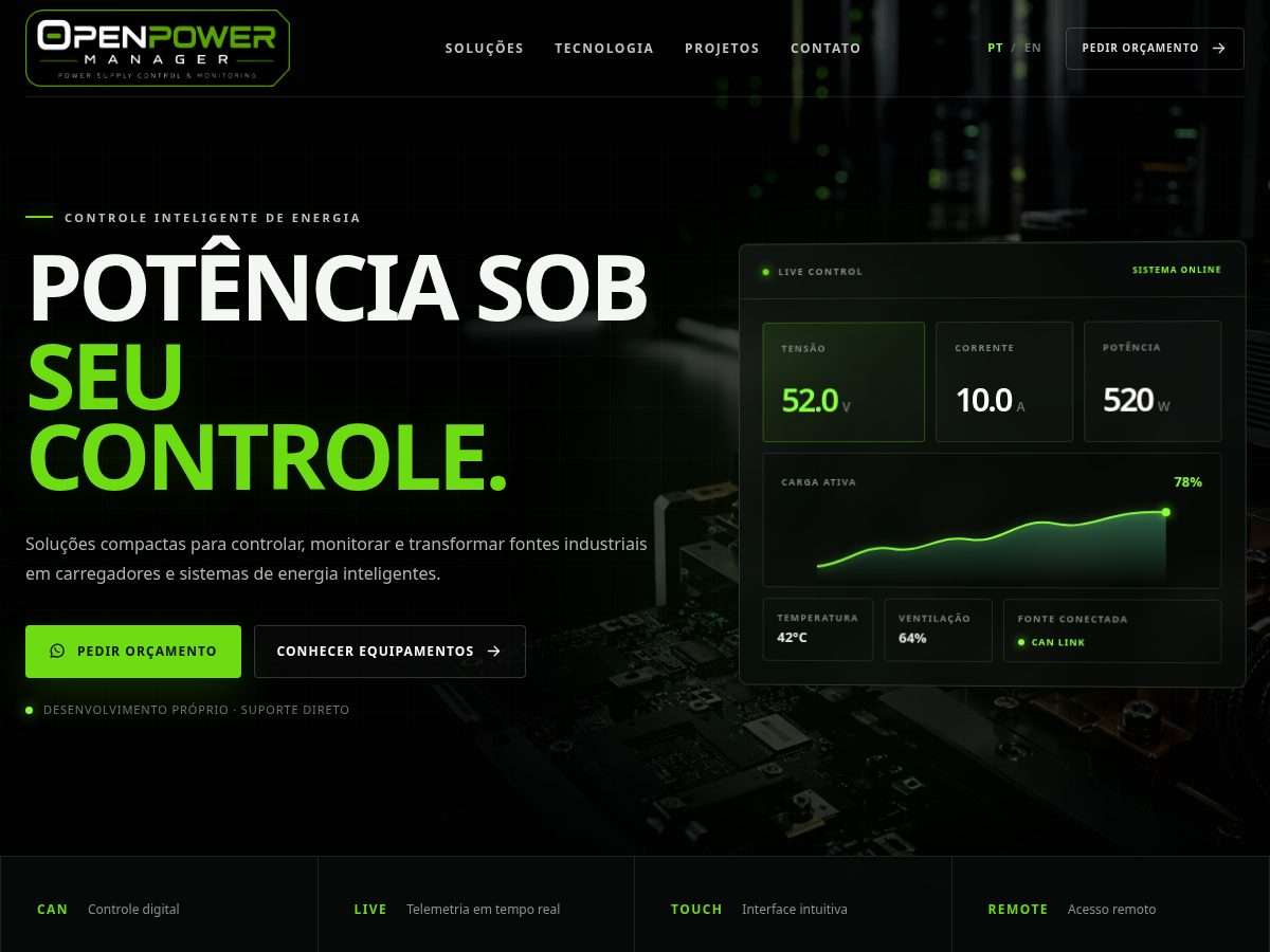 Landing-page snapshot of openpowermanager.com