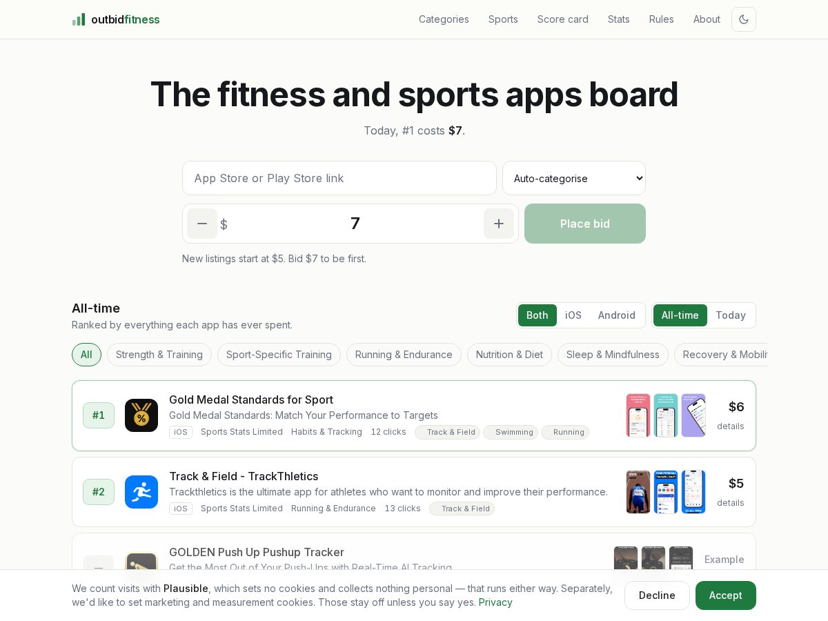 Landing-page snapshot of outbidfitness.com