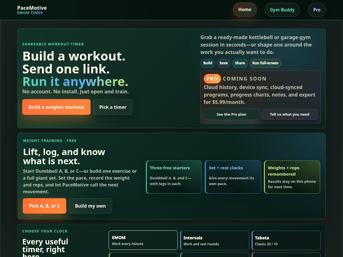 Landing-page snapshot of pacemotive.com