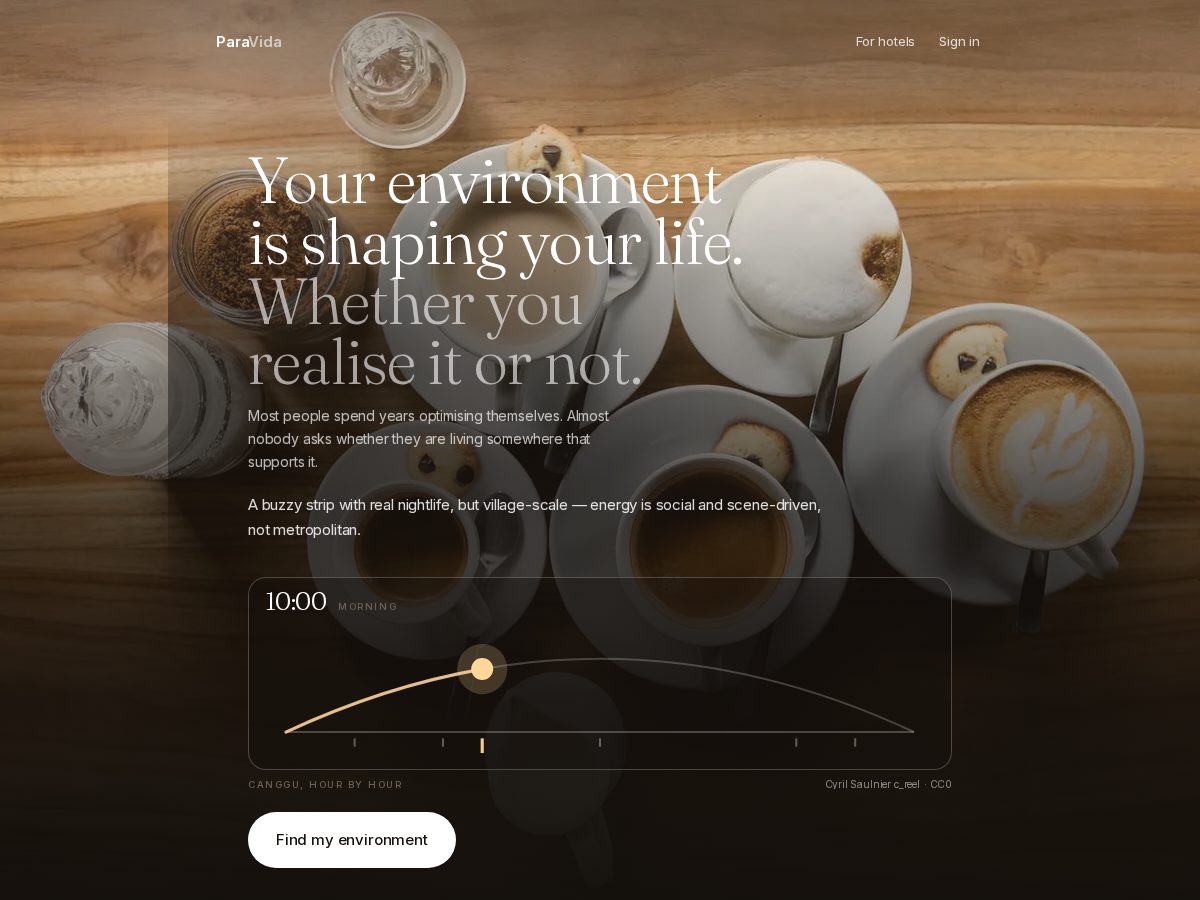 Landing-page snapshot of paravida.app