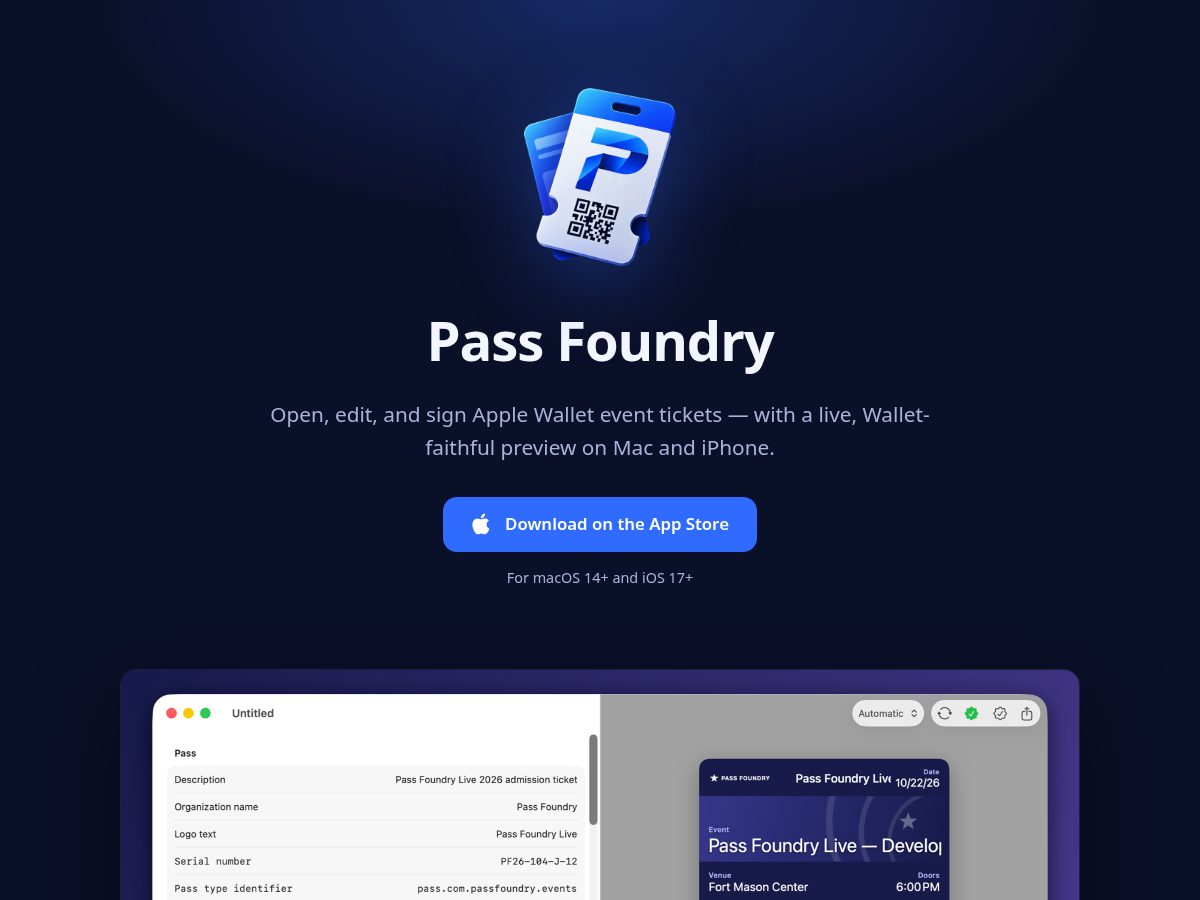 Landing-page snapshot of passfoundry.app