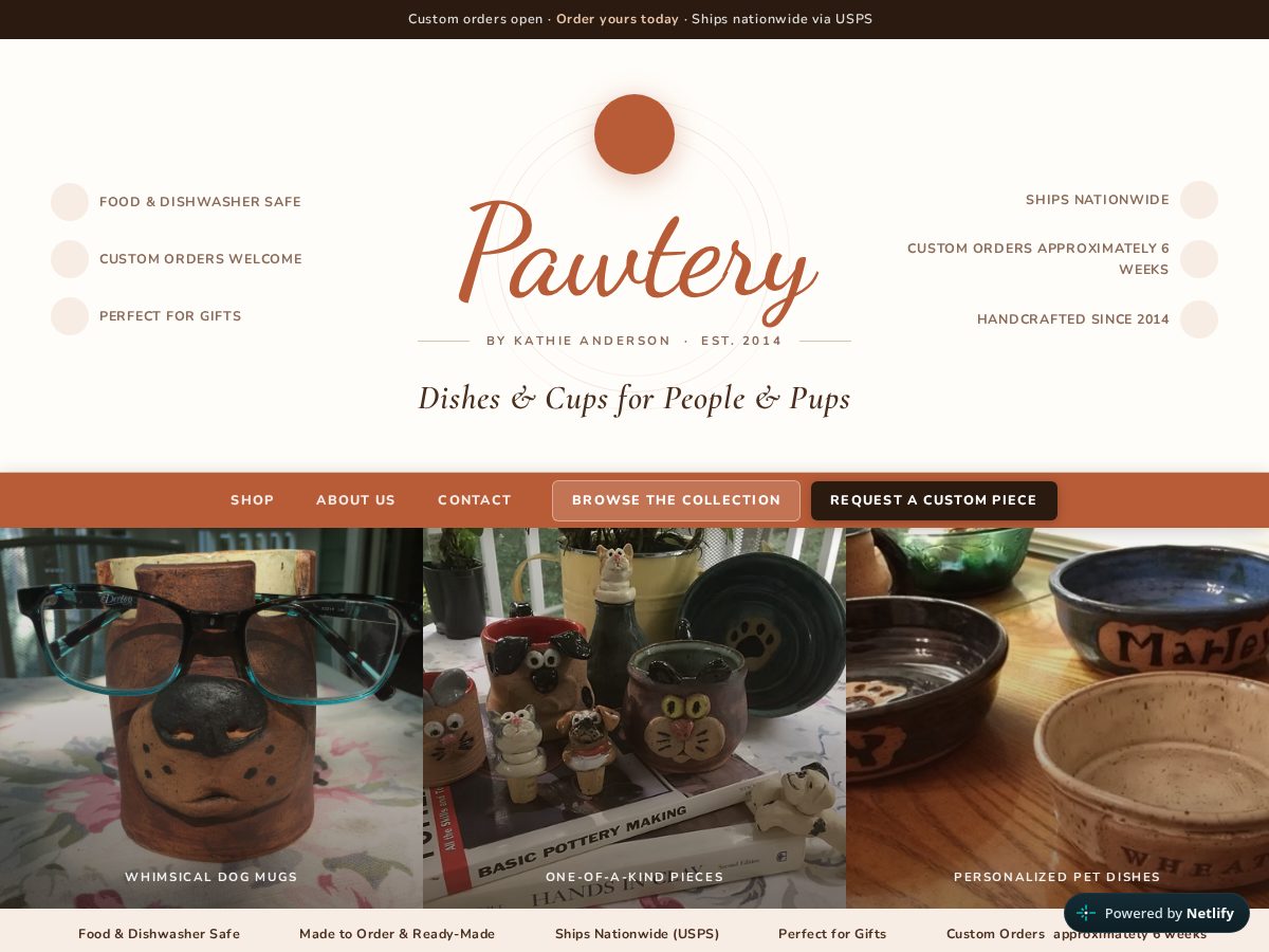 Landing-page snapshot of pawtery.shop