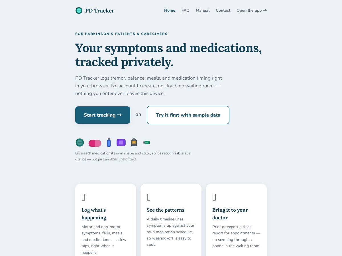 Landing-page snapshot of pd-tracker.com
