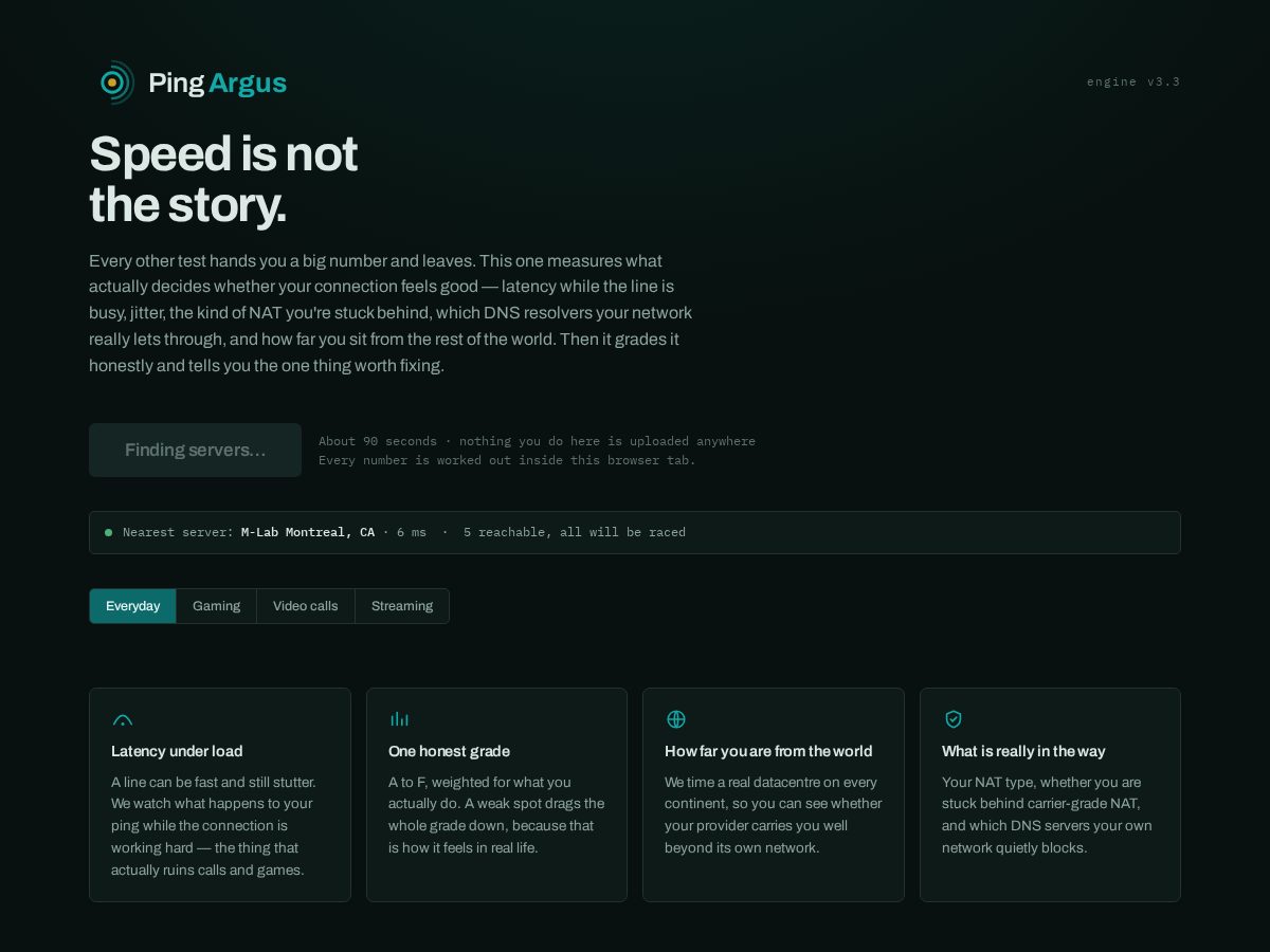 Landing-page snapshot of pingargus.com