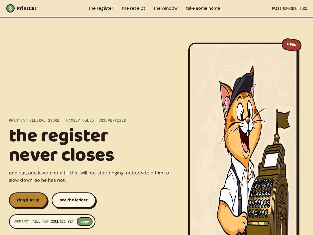 Landing-page snapshot of printcat.fun
