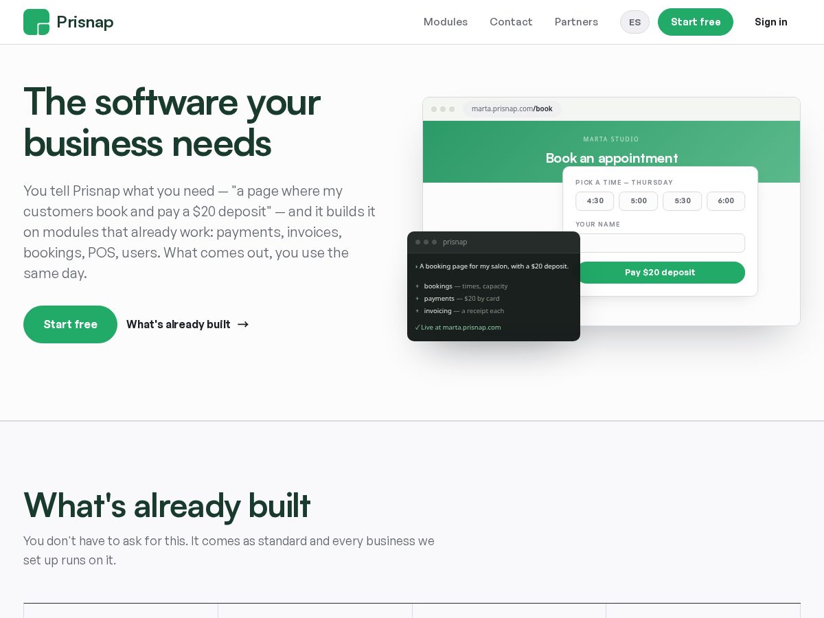 Landing-page snapshot of prisnap.com