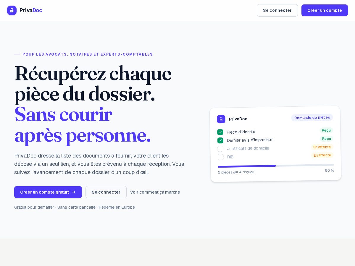 Landing-page snapshot of privadoc.app