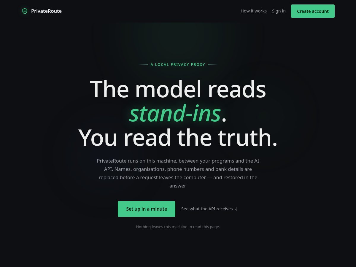 Landing-page snapshot of privateroute.org