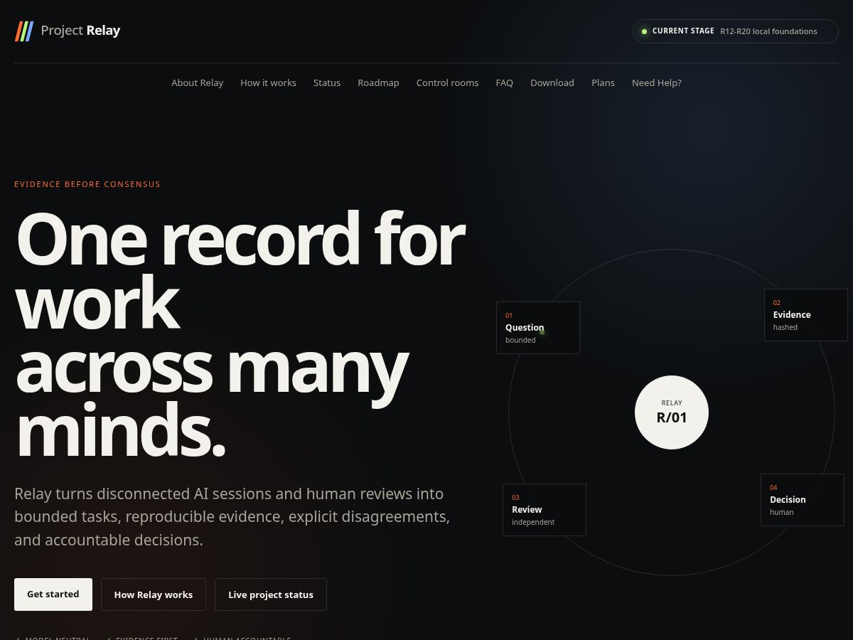 Landing-page snapshot of projectrelay.app