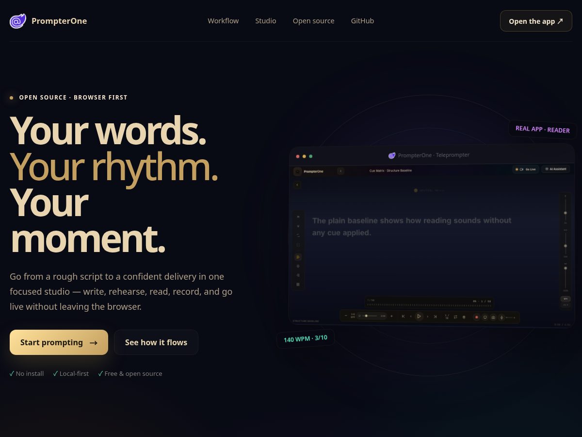 Landing-page snapshot of prompter.one