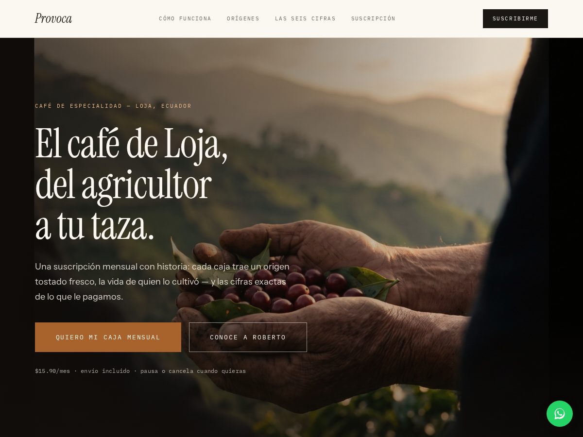 Landing-page snapshot of provocafe.com