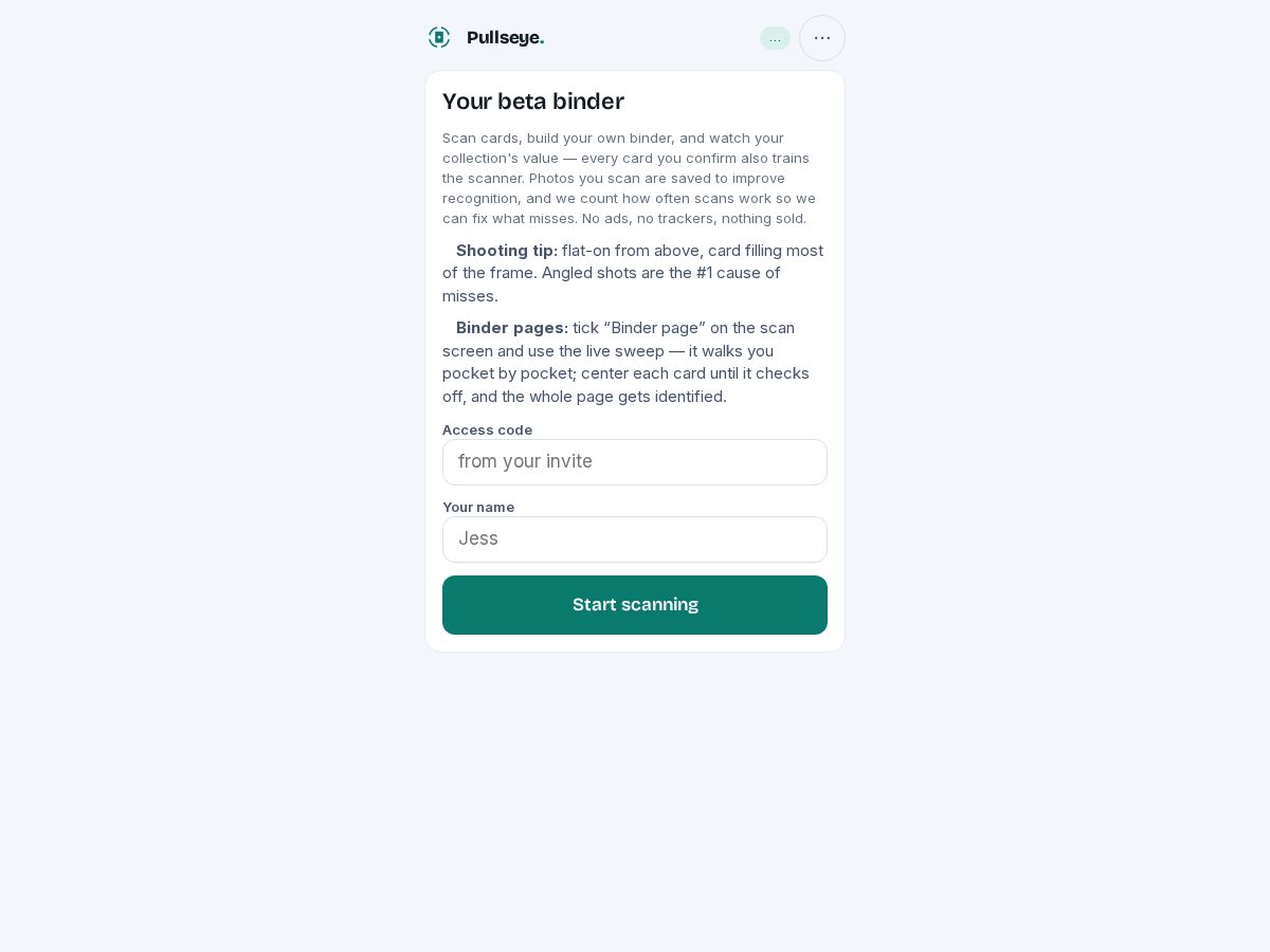 Landing-page snapshot of pullseye.app