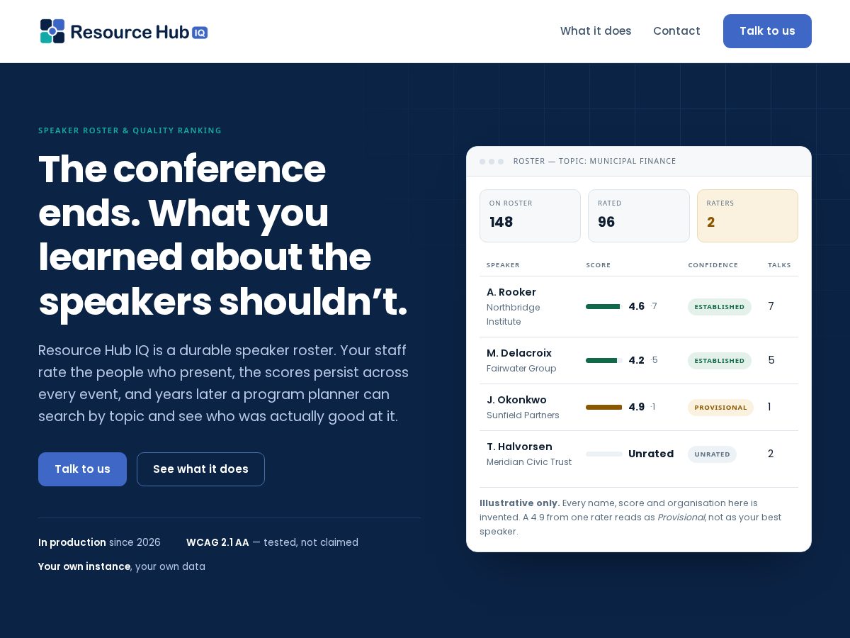 Landing-page snapshot of resourcehubiq.com