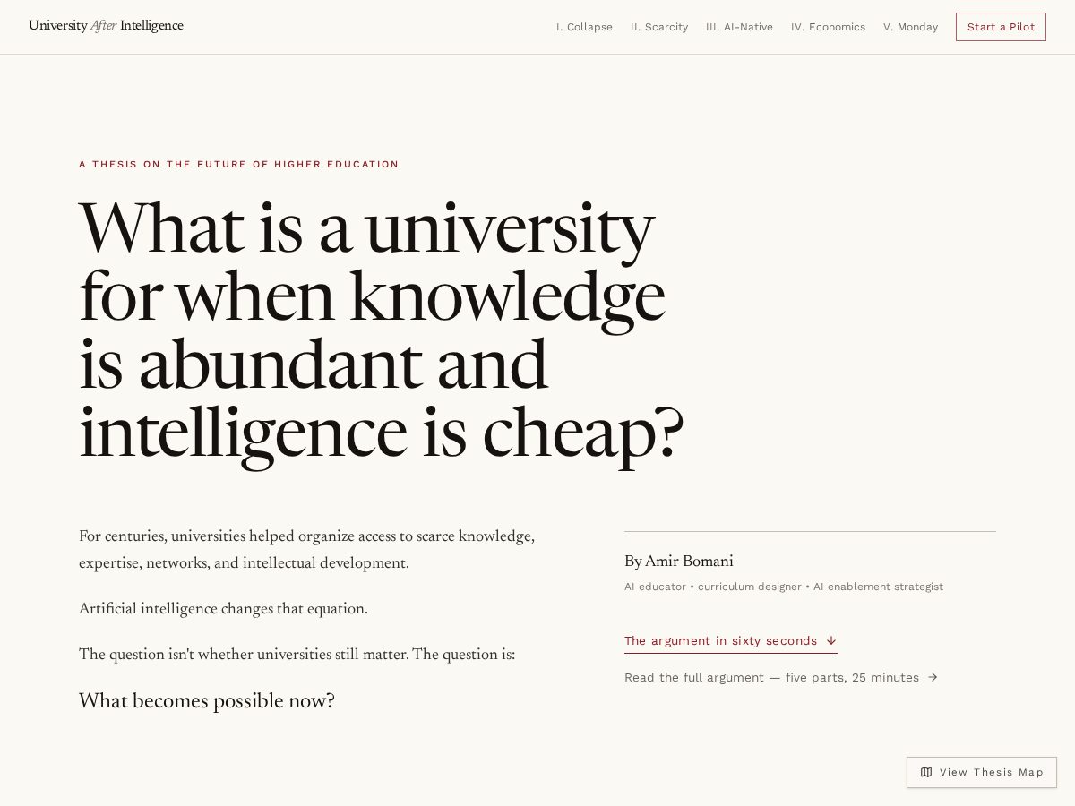 Landing-page snapshot of rethinkinguniversity.com