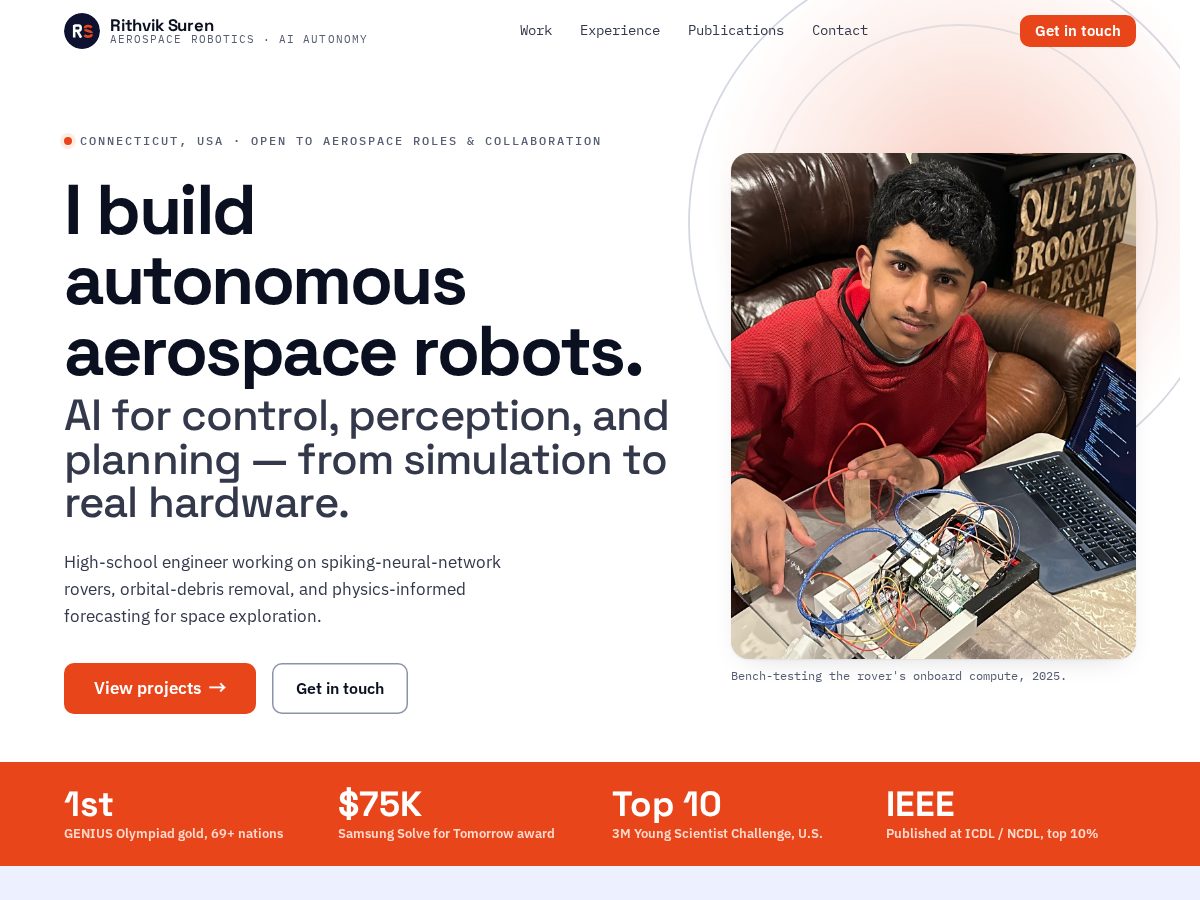 Landing-page snapshot of rithviksuren.com