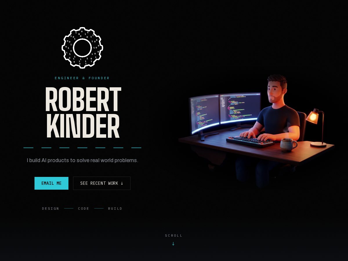 Landing-page snapshot of robertkinderjr.com