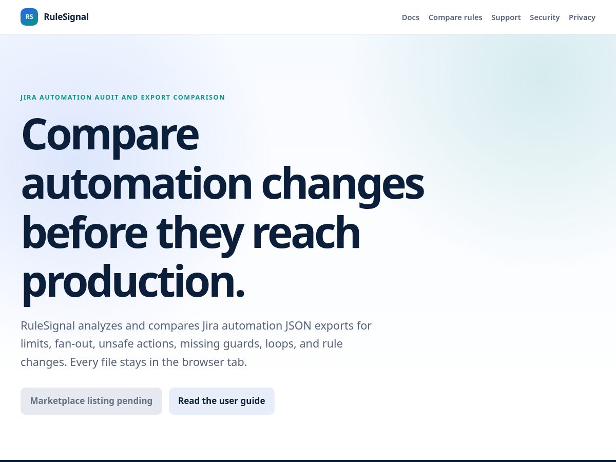 Landing-page snapshot of rulesignal.app