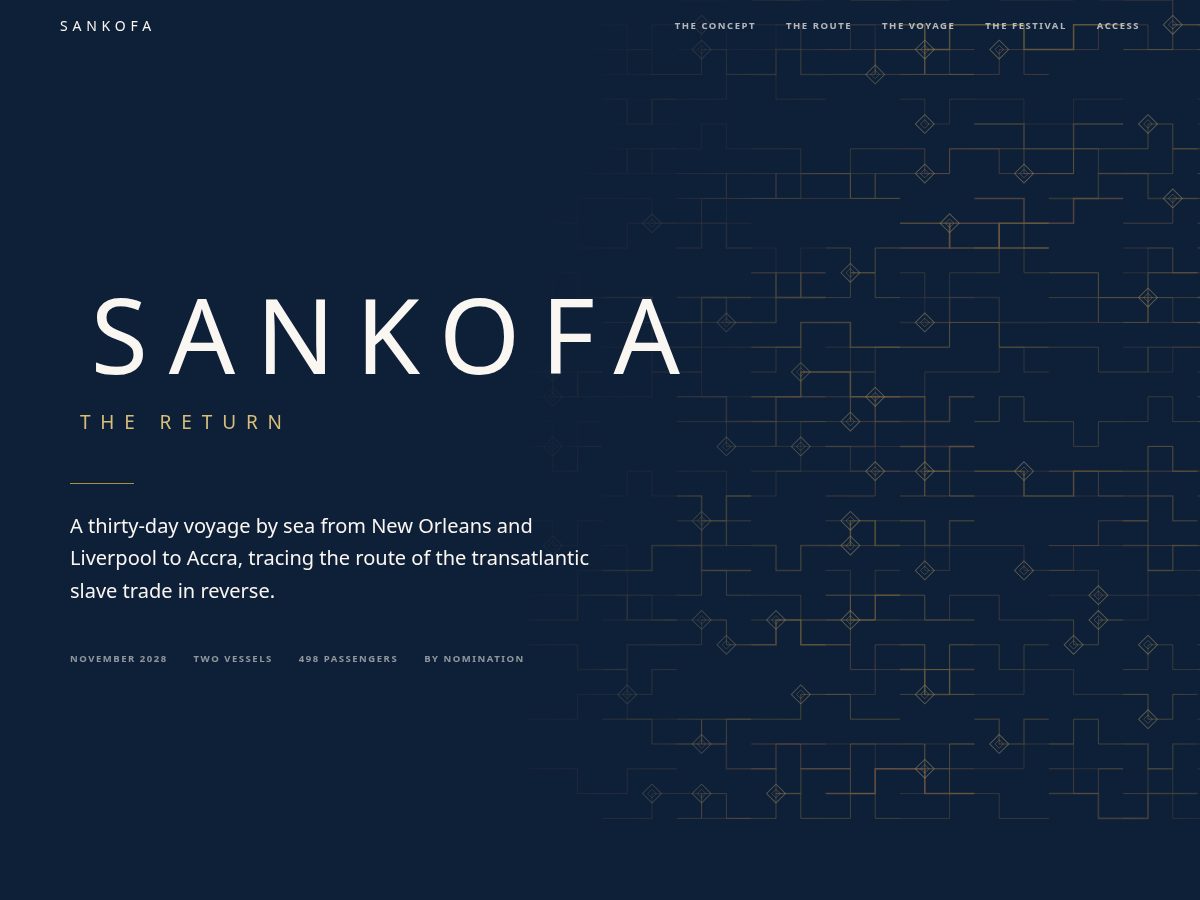 Landing-page snapshot of sankofavoyage.com
