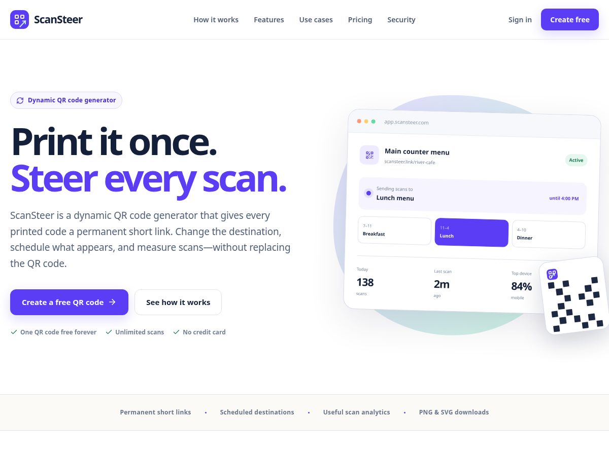 Landing-page snapshot of scansteer.com