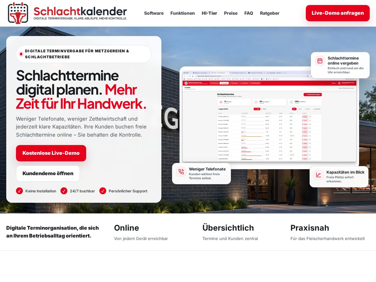 Landing-page snapshot of schlachtkalender.com