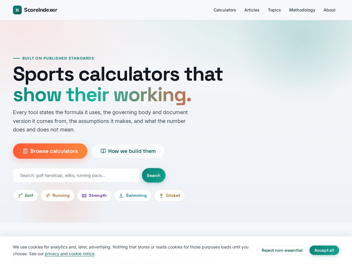 Landing-page snapshot of scoreindexer.com