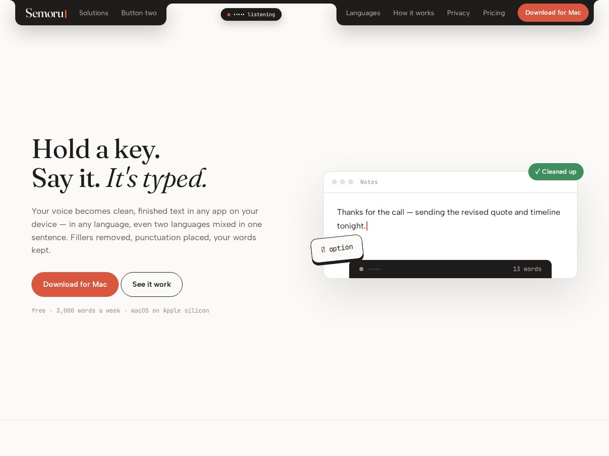 Landing-page snapshot of semoru.com