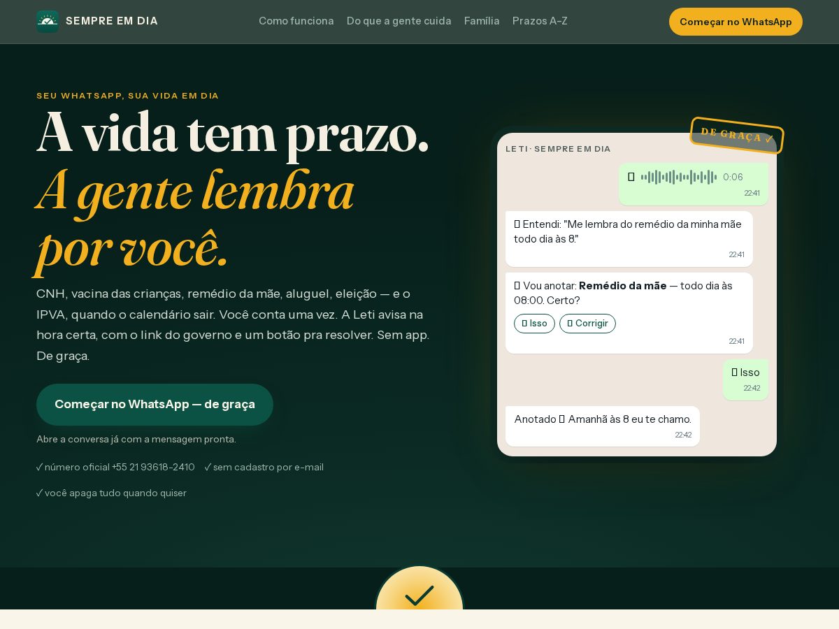 Landing-page snapshot of sempreemdia.com