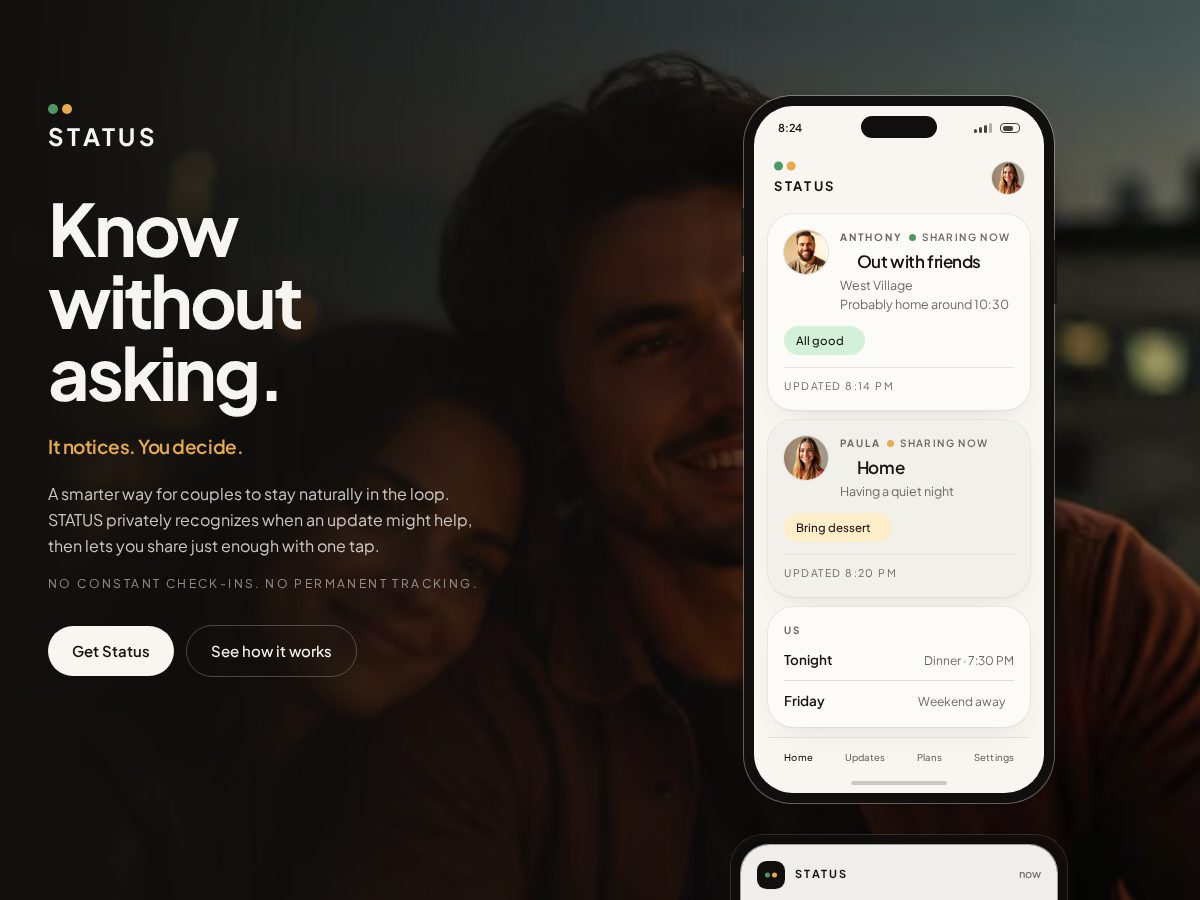 Landing-page snapshot of sharestatus.app