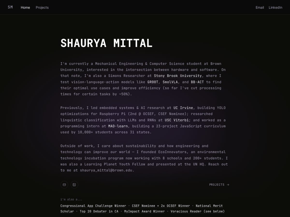 Landing-page snapshot of shaurya-mittal.com