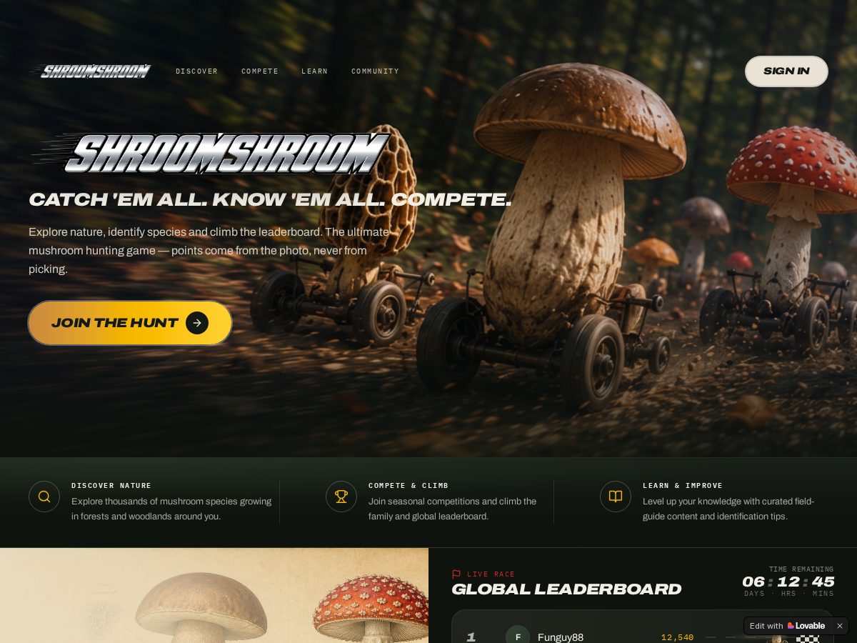 Landing-page snapshot of shroomshroom.app