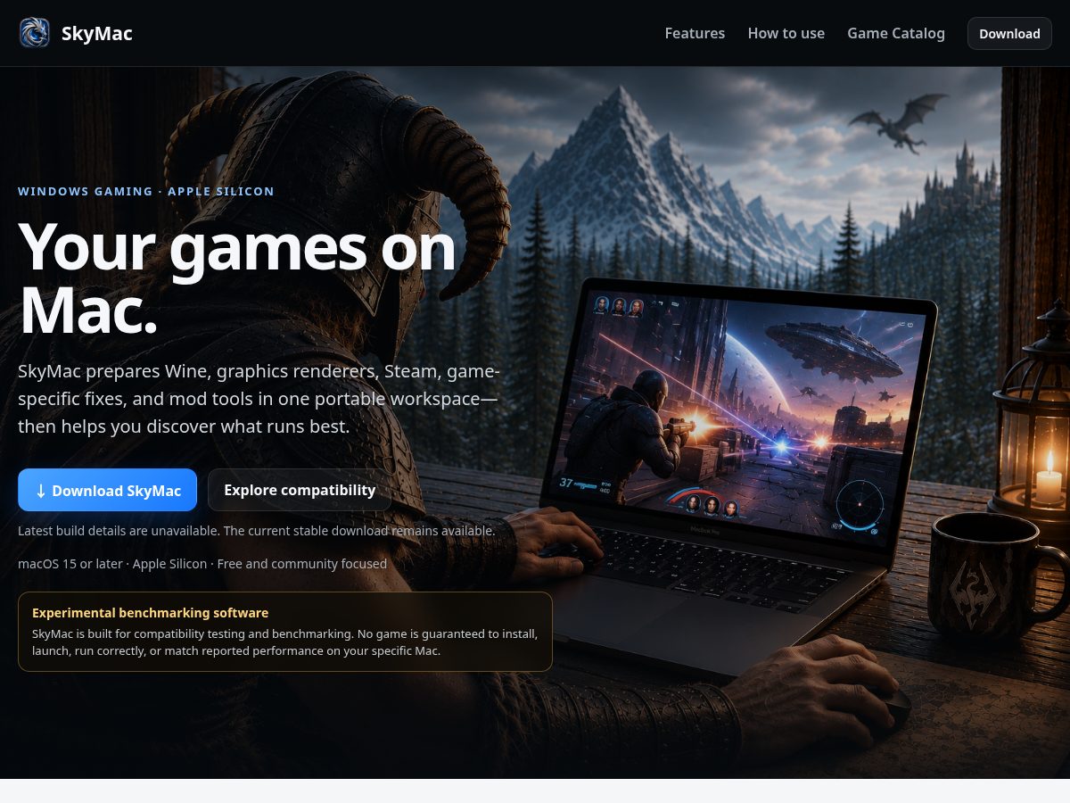Landing-page snapshot of skymac.app