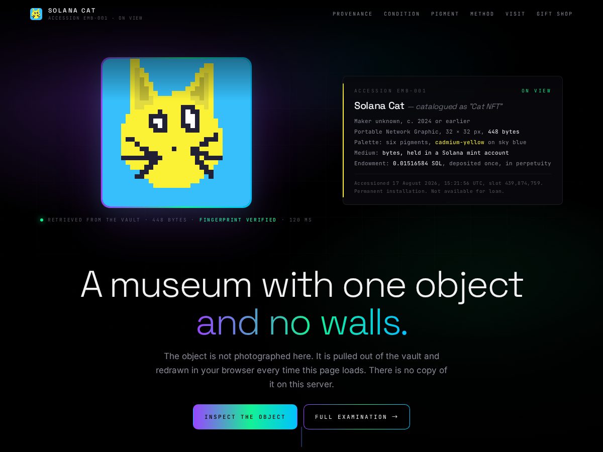 Landing-page snapshot of solanacat.tech