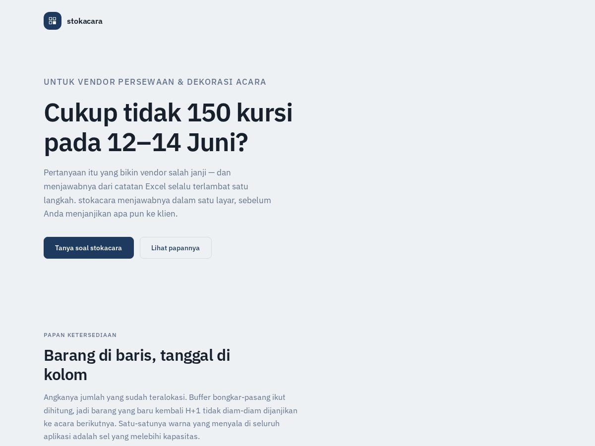 Landing-page snapshot of stokacara.com