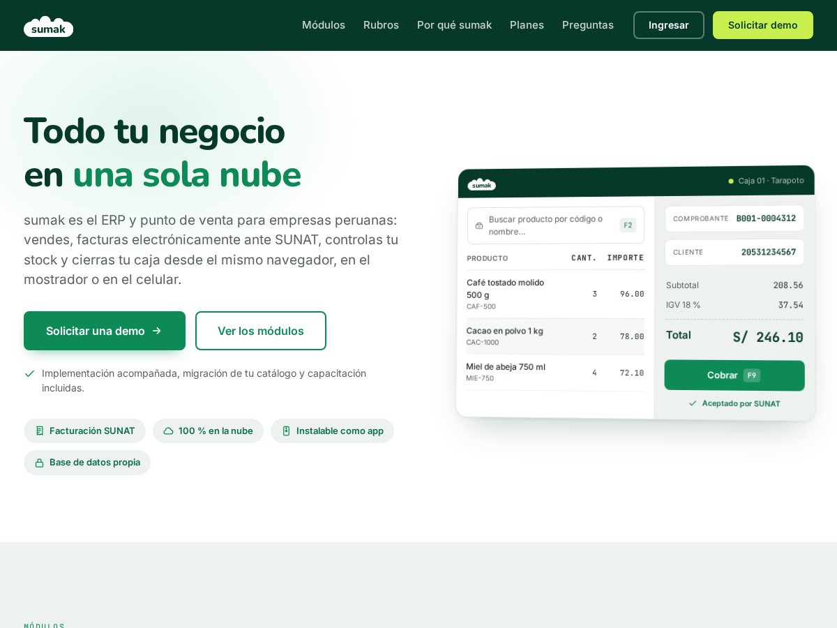 Landing-page snapshot of sumak.cloud