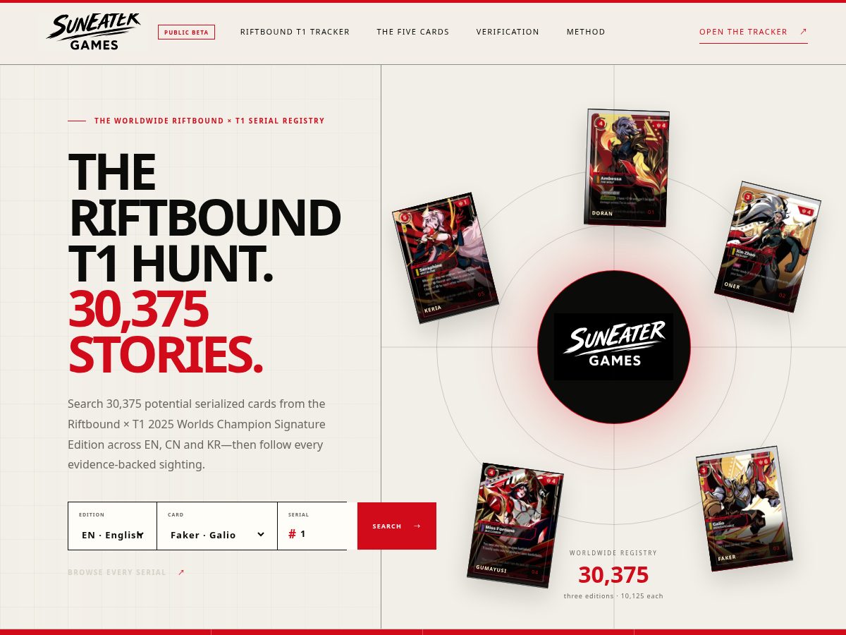 Landing-page snapshot of suneatergames.com