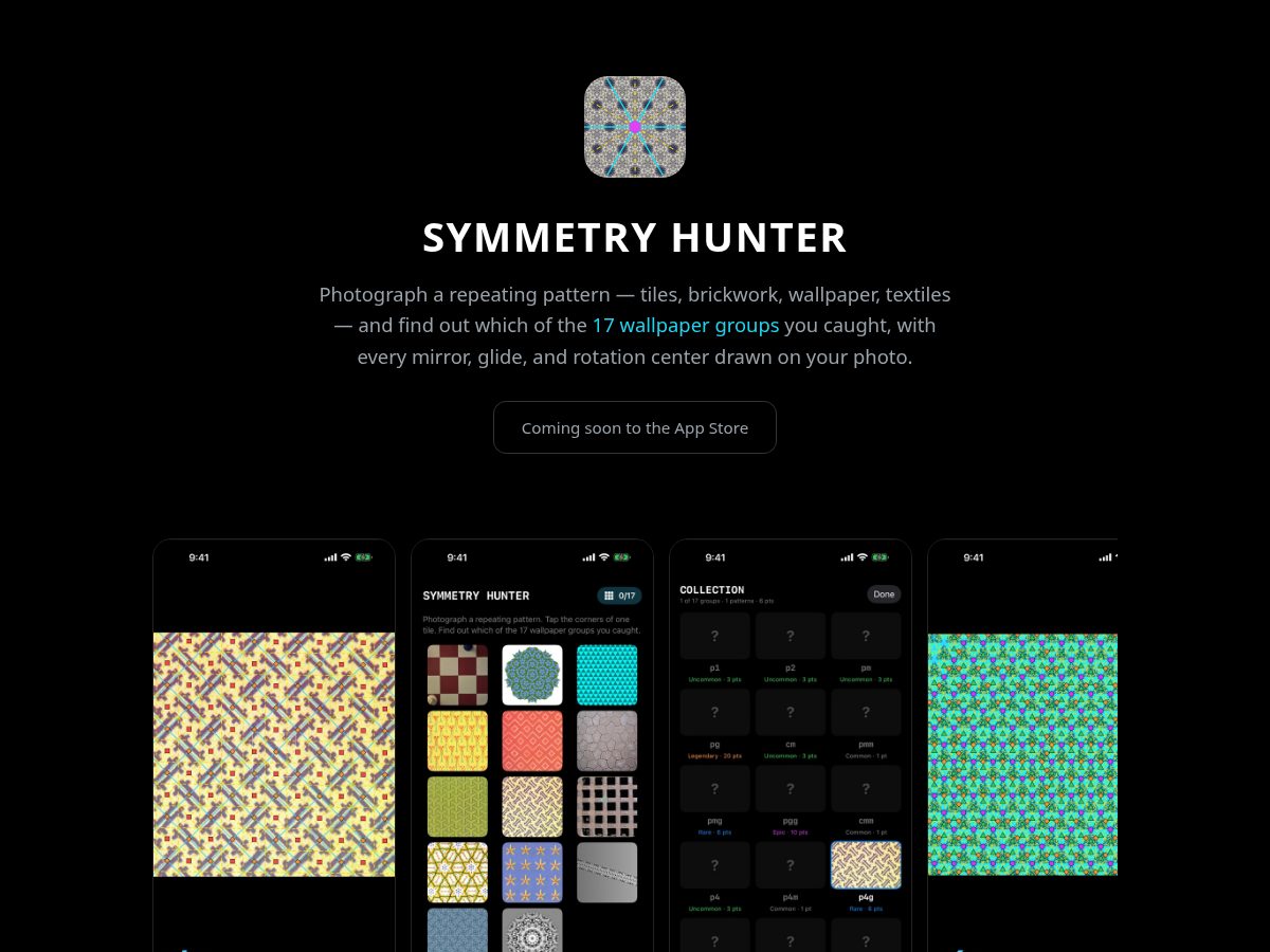Landing-page snapshot of symmetryhunter.com
