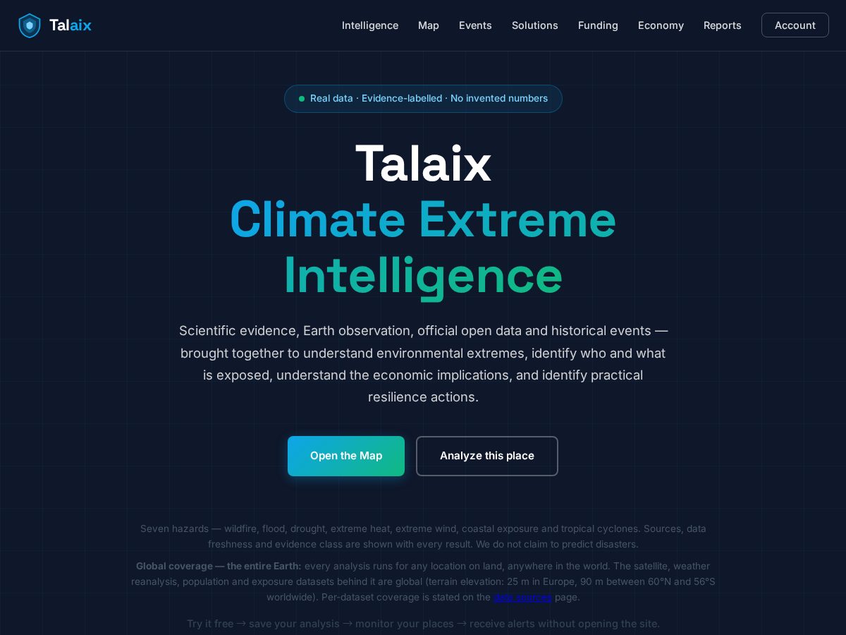 Landing-page snapshot of talaix.com